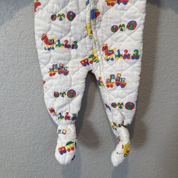 Vintage Baby Boy Girl Pram Bunting Snow Suit Coat 6-12 M  Quilted White Toys - Picture 3 of 11